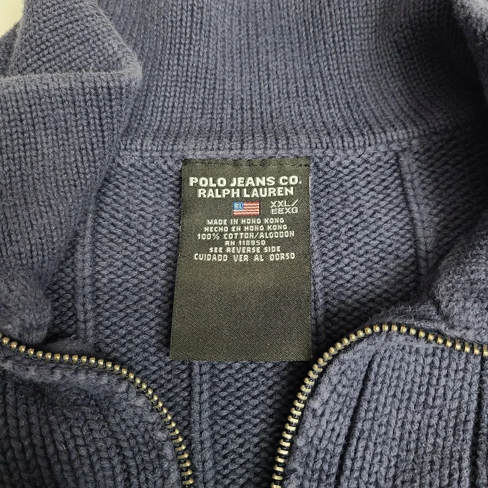 Polo Ralph Lauren Jeans Co Mens Navy Blue 1/4 Zip Sweater‎ Size XXL